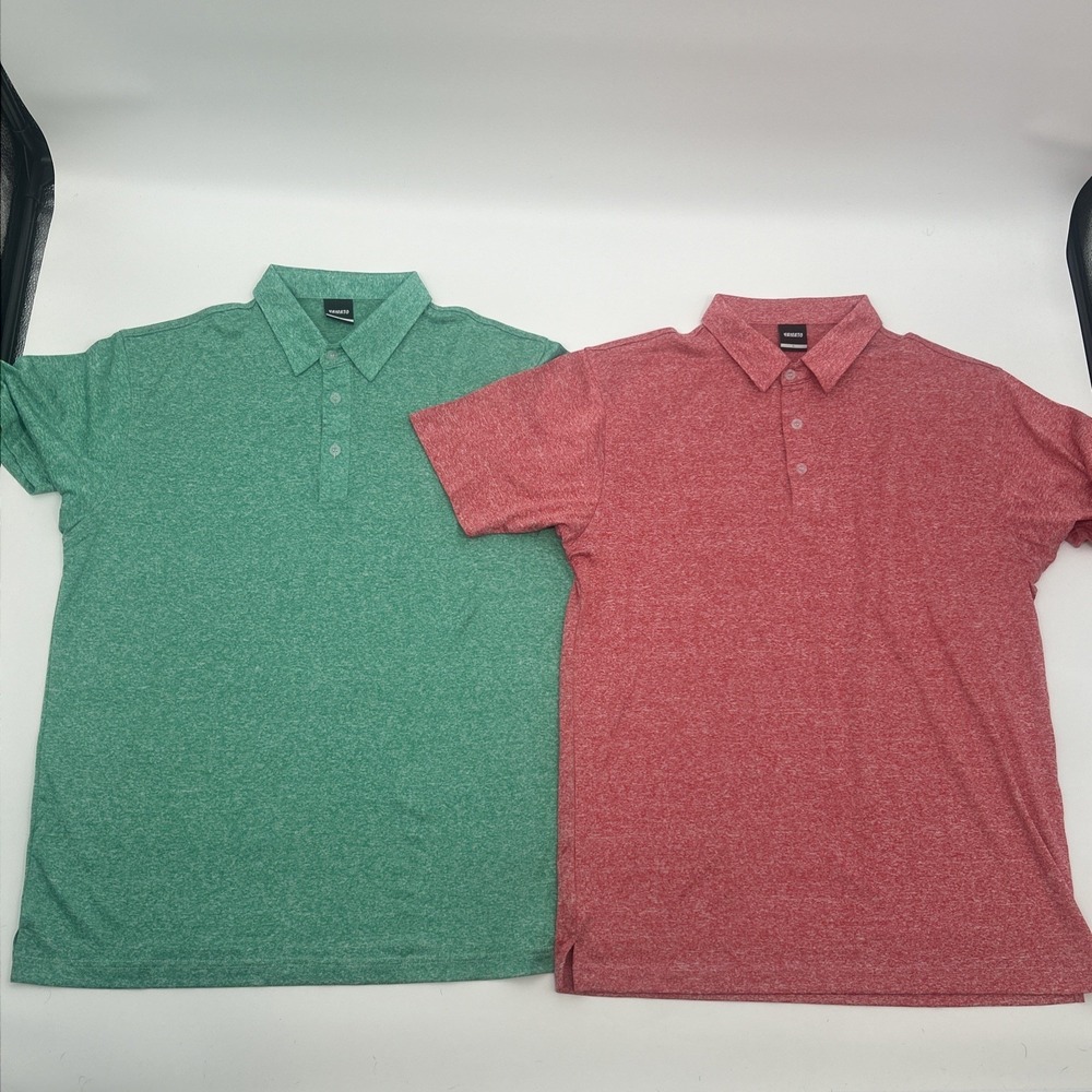 Lot of 2 Yamato Men's Large Golf Polo Shirts Short Sleeve 100% Polyester